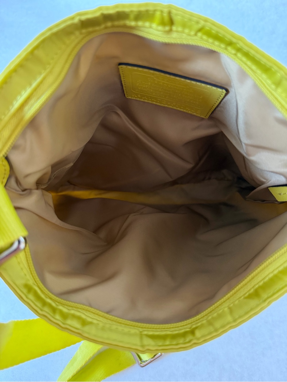 Coach Signature Nylon Crossbody Bag Bright Yellow A1483-F77408 - Picture 3 of 5